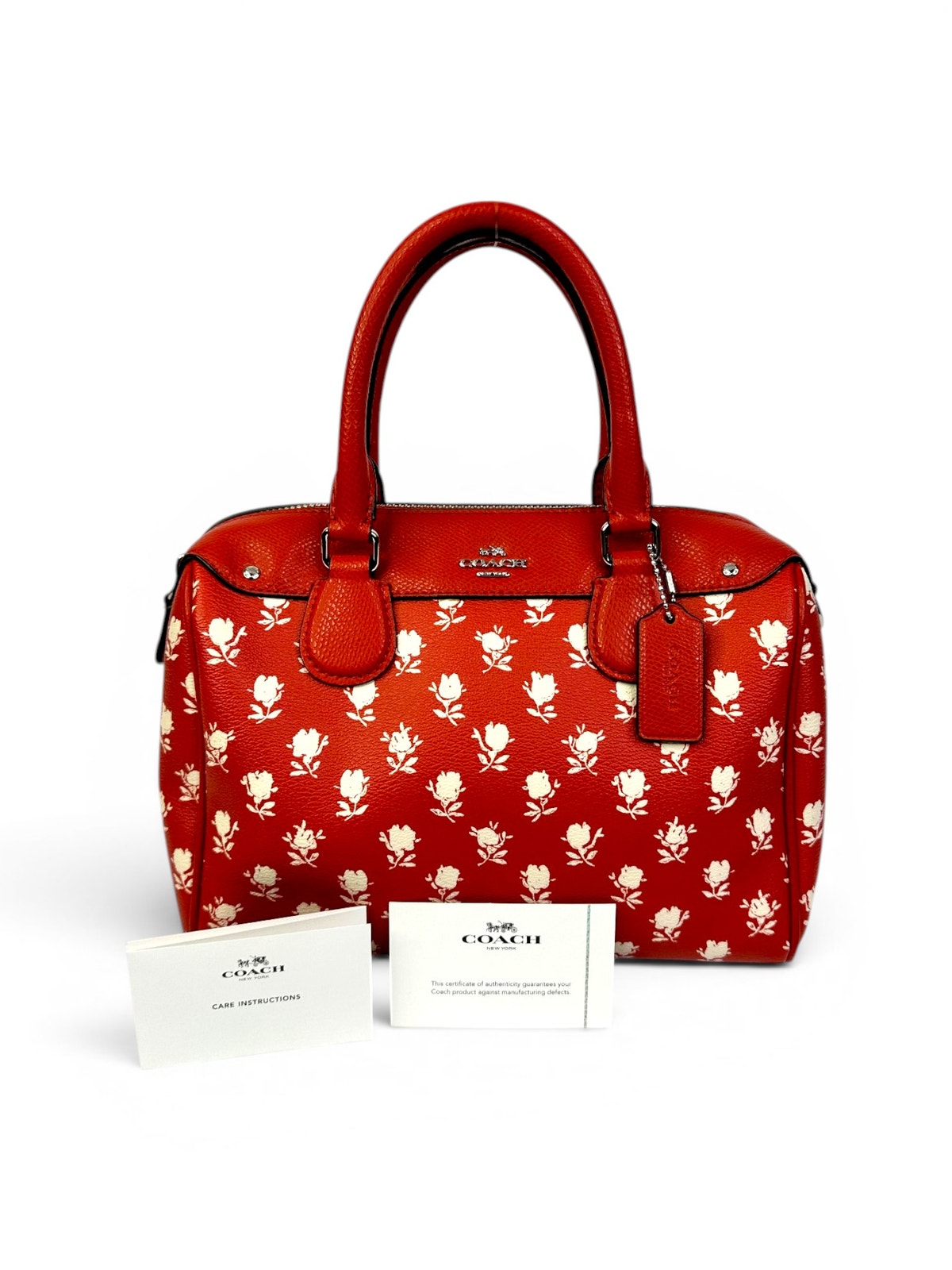Coach Mini Bennett Badlands Floral Print Carmine Red Satchel Crossbody Bag